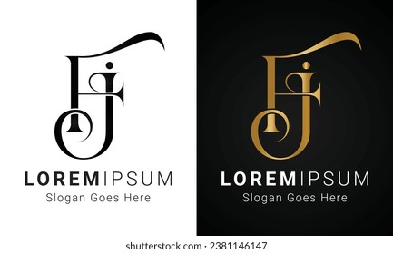 Luxury Initial FJ or JF Monogram Text Letter Logo Design