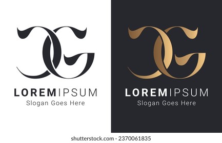 Luxury Initial GC or CG Monogram Text Letter Logo Design