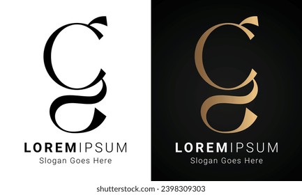 Luxury Initial GC or CG Monogram Text Letter Logo Design