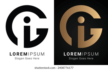 Luxury Initial GI or IG Monogram Text Letter Logo Design