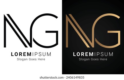 Luxury Initial GN or NG Monogram Text Letter Logo Design