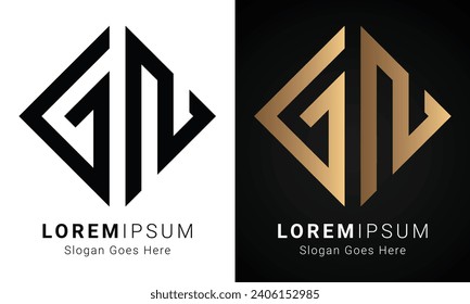 Design des Logos für den ersten GN- oder NG-Monogram-Textbrief von Luxury