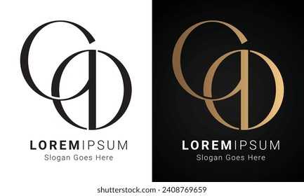 Diseño del logotipo de la carta de texto inicial GO o OG de lujo