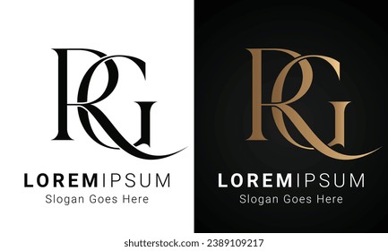 Luxury Initial GR or RG Monogram Text Letter Logo Design