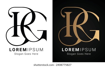 Luxury Initial GR or RG Monogram Text Letter Logo Design