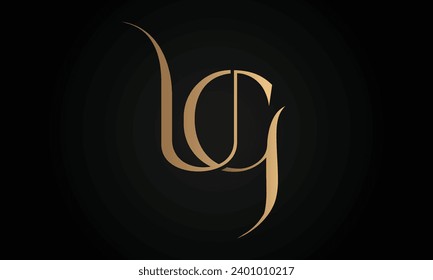 Luxury Initial GU or UG Monogram Text Letter Logo Design