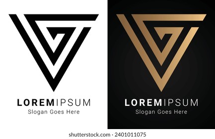 Logo-Design für den ersten GV- oder VG-Monogram-Textbrief von Luxury