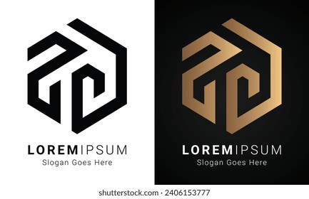 Diseño del logotipo de la carta de texto GZ inicial o ZG de lujo