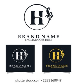 Luxury initial H Logo template for Restaurant Royalty Boutique Cafe Hotel Heraldic Jewelry etc