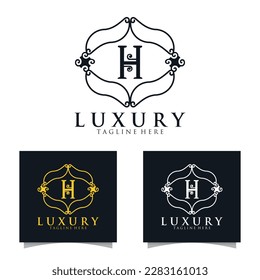 Luxury initial H Logo template for Restaurant Royalty Boutique Cafe Hotel Heraldic Jewelry etc