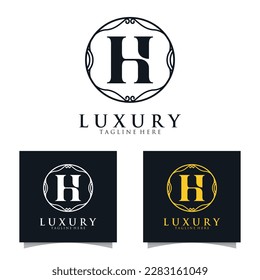 Luxury initial H Logo template for Restaurant Royalty Boutique Cafe Hotel Heraldic Jewelry etc