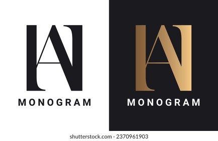 Luxury Initial HA or AH Monogram Text Letter Logo Design