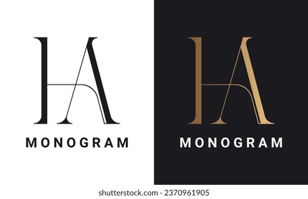 Luxury Initial HA or AH Monogram Text Letter Logo Design svg