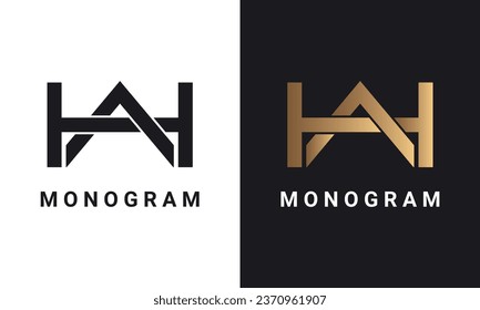 Luxury Initial HA or AH Monogram Text Letter Logo Design svg