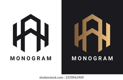 Logo-Design des ersten Logos von Luxury HA oder AH Monogram