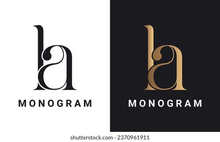 Luxury Initial HA or AH Monogram Text Letter Logo Design