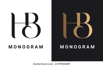 Luxury Initial HB or HB Monogram Text Letter Logo Design