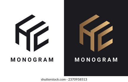 Luxury Initial HC or CH Monogram Text Letter Logo Design