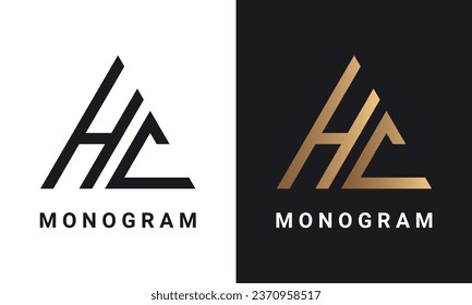 Diseño de la carta de texto inicial de lujo HC o CH Monograma
