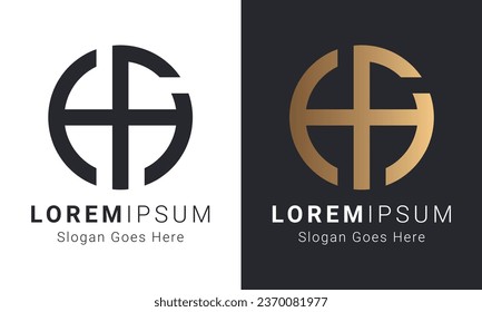 Luxury Initial HF or FH Monogram Text Letter Logo Design