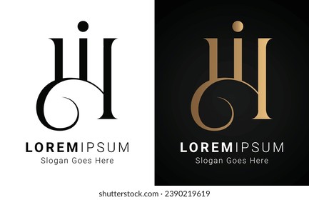 Logo-Design des ersten HI- oder IH-Monogram-Textbriefs von Luxury