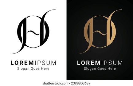 Luxury Initial HO or OH Monogram Text Letter Logo Design