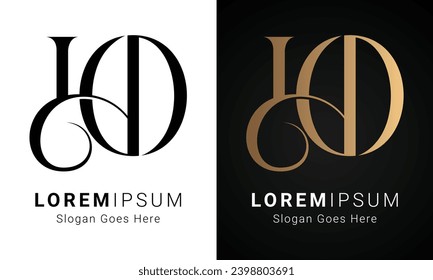 Luxury Initial HO or OH Monogram Text Letter Logo Design