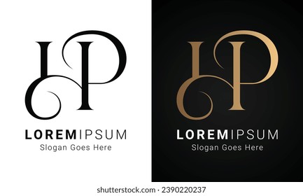 Luxury Initial HP or PH Monogram Text Letter Logo Design