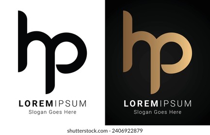 Luxury Initial HP or PH Monogram Text Letter Logo Design