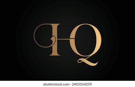 Luxury Initial HQ or QH Monogram Text Letter Logo Design