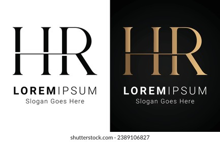 Luxury Initial HR or RH Monogram Text Letter Logo Design