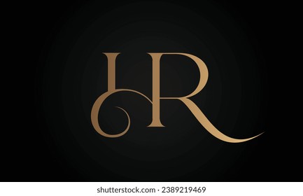 Luxury Initial HR or RH Monogram Text Letter Logo Design