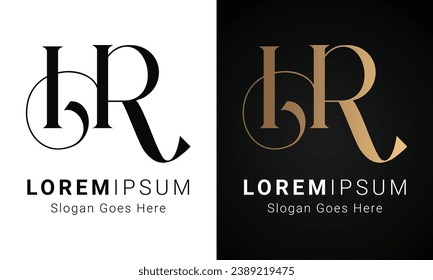 Luxury Initial HR or RH Monogram Text Letter Logo Design