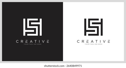 Luxury Initial HS or SH Letter Logo Design