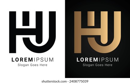 Luxury Initial HU or UH Monogram Text Letter Logo Design