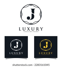 Plantilla de logotipo J inicial de lujo para restaurante Royalty Boutique Cafe Hotel Heraldic Jewelry etc