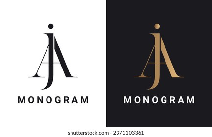 Diseño De Logotipo De Letra De Texto De Lujo Inicial Para Monograma AJ