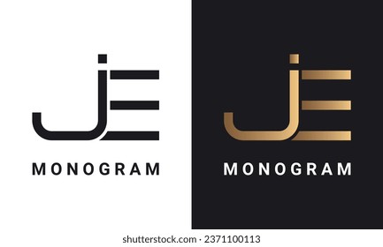 Luxury Initial JE For EJ Monogram Text Letter Logo Design