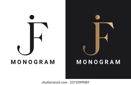 Luxury Initial JF For FJ Monogram Text Letter Logo Design