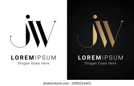 Luxury Initial JW or WJ Monogram Text Letter Logo Design