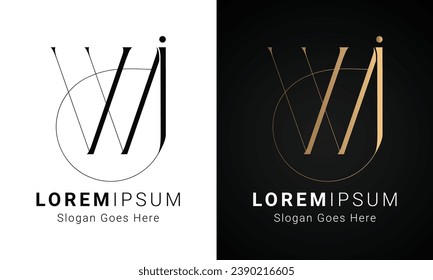 Luxury Initial JW or WJ Monogram Text Letter Logo Design