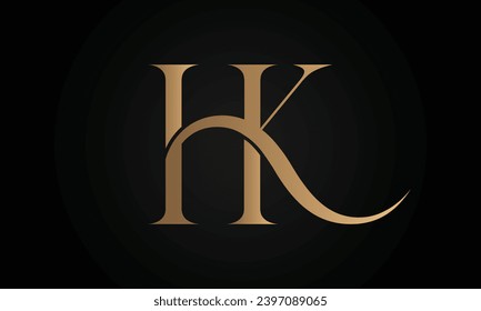 Luxury Initial KH or HK Monogram Text Letter Logo Design