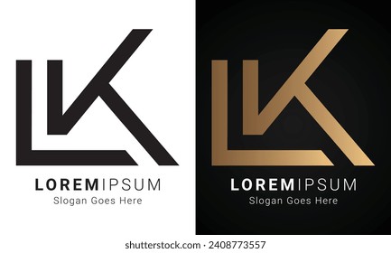 Luxury Initial KL or LK Monogram Text Letter Logo Design