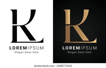 Luxury Initial KL or LK Monogram Text Letter Logo Design