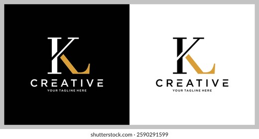 Luxury Initial KL or LK Monogram Text Letter Logo Design