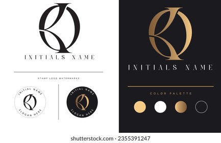 Luxury Initial KO or OK Monogram Initial Text Letter Logo Design