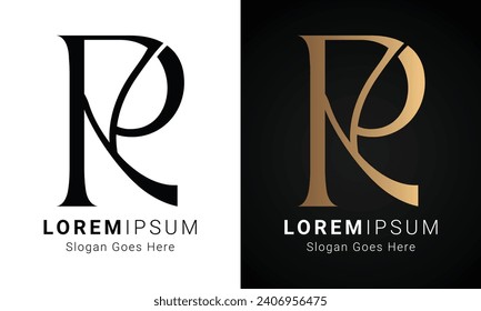 Luxury Initial KP or PK Monogram Text Letter Logo Design