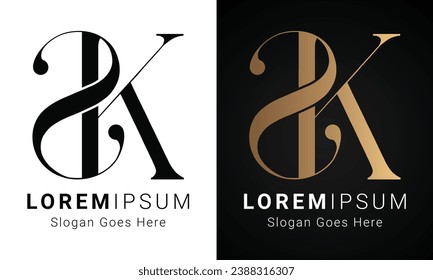 Luxury Initial KS or SK Monogram Text Letter Logo Design
