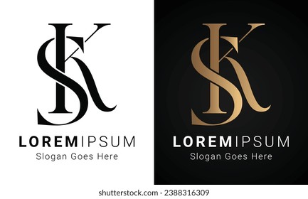 Luxury Initial KS or SK Monogram Text Letter Logo Design