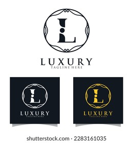 Luxury initial L Logo template for Restaurant Royalty Boutique Cafe Hotel Heraldic Jewelry etc